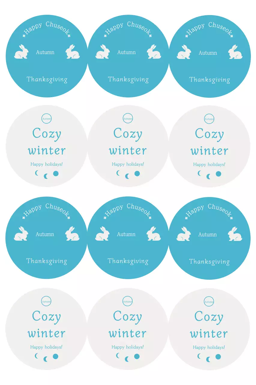 Sky Blue Simple Chuseok Sticker