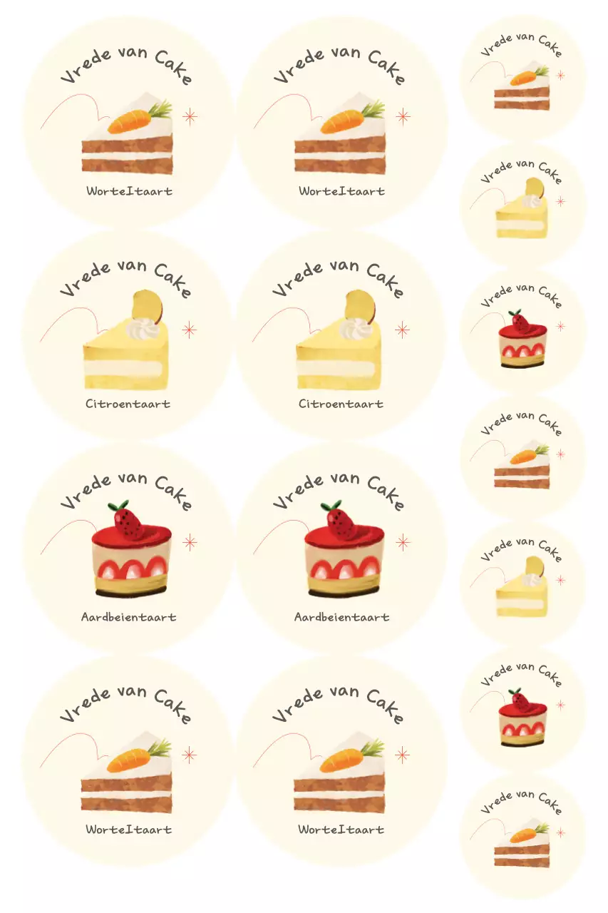 Beige schattige dessertsticker