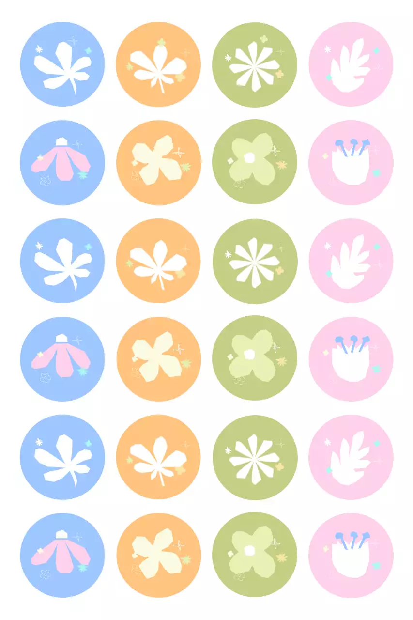 Blauwe schattige bloemenstickers