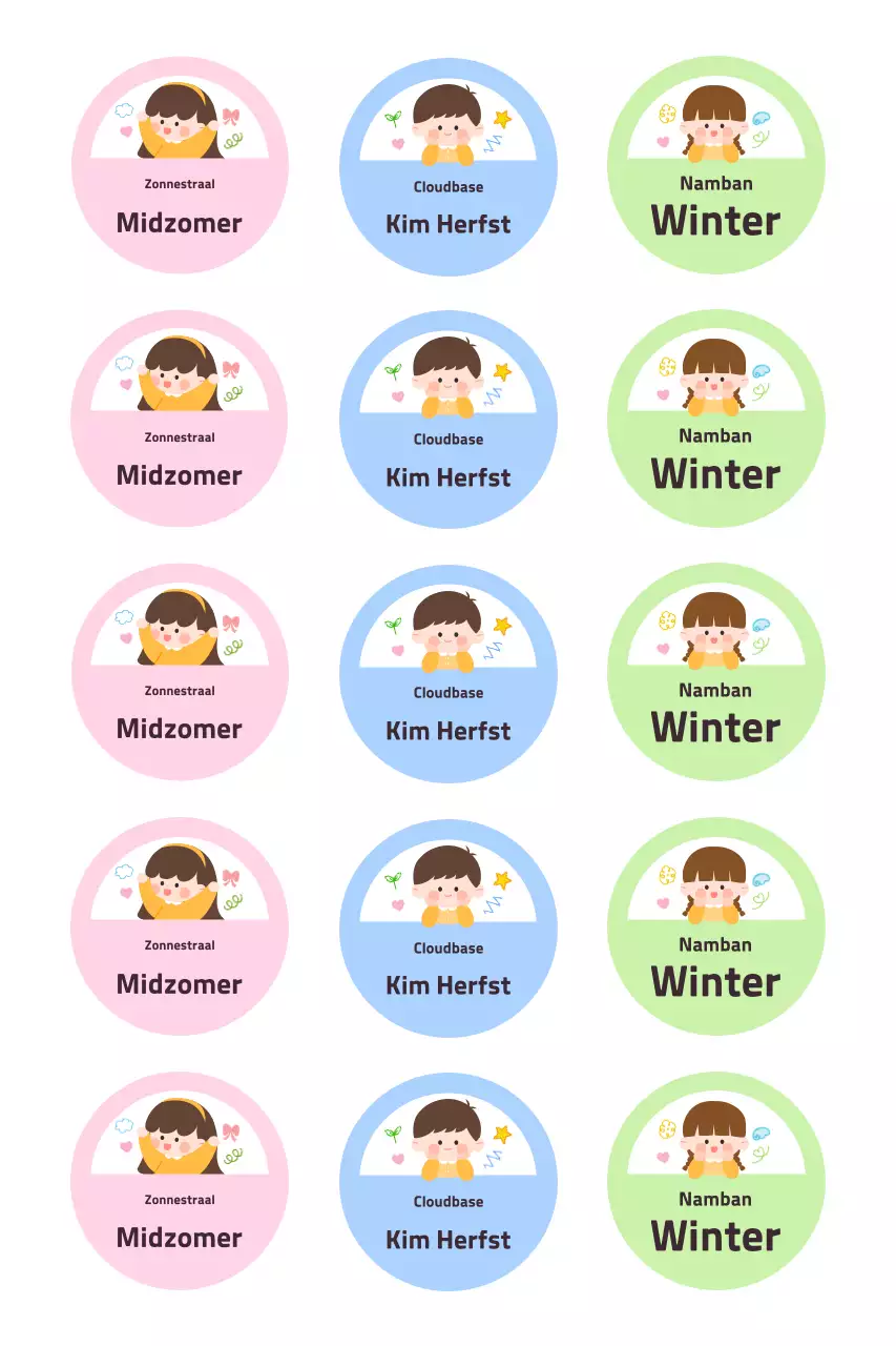 Roze schattige naamstickers