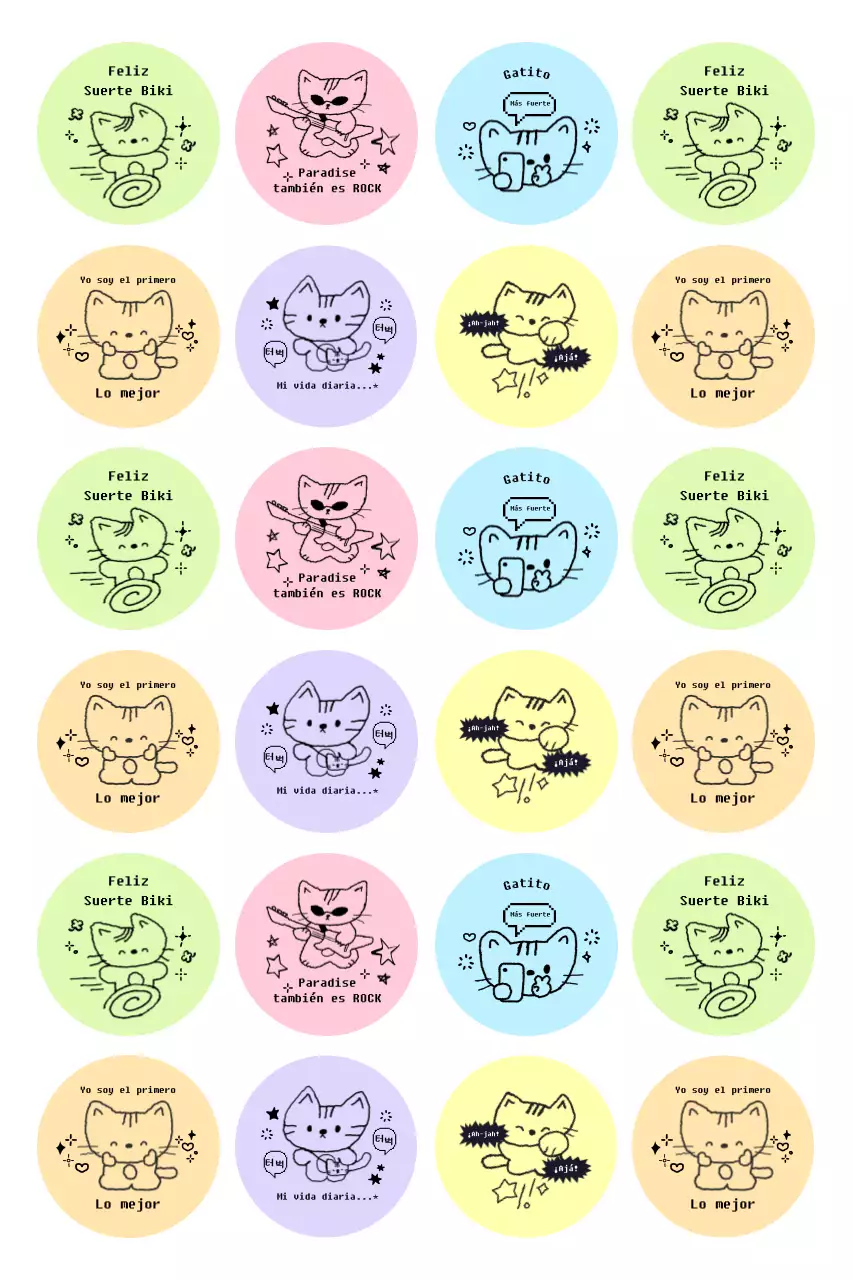 Pegatina de gato verde lindo