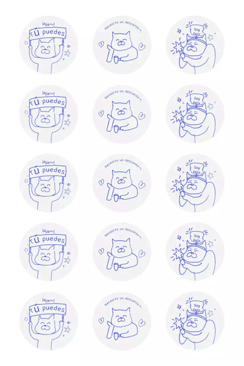 Frase linda en pegatina azul