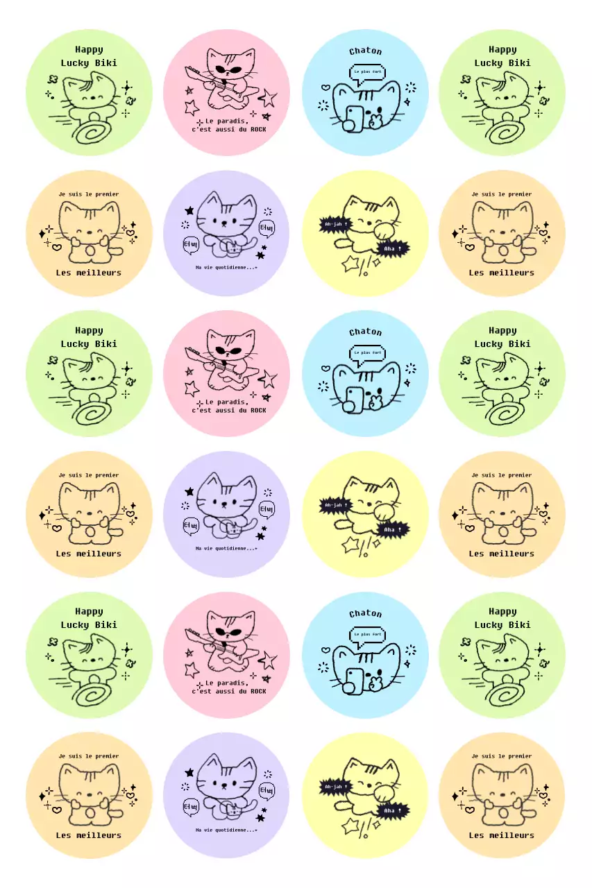 Autocollant chat mignon vert