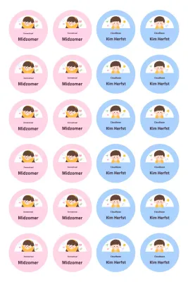 Blauwe schattige stickerartikelen