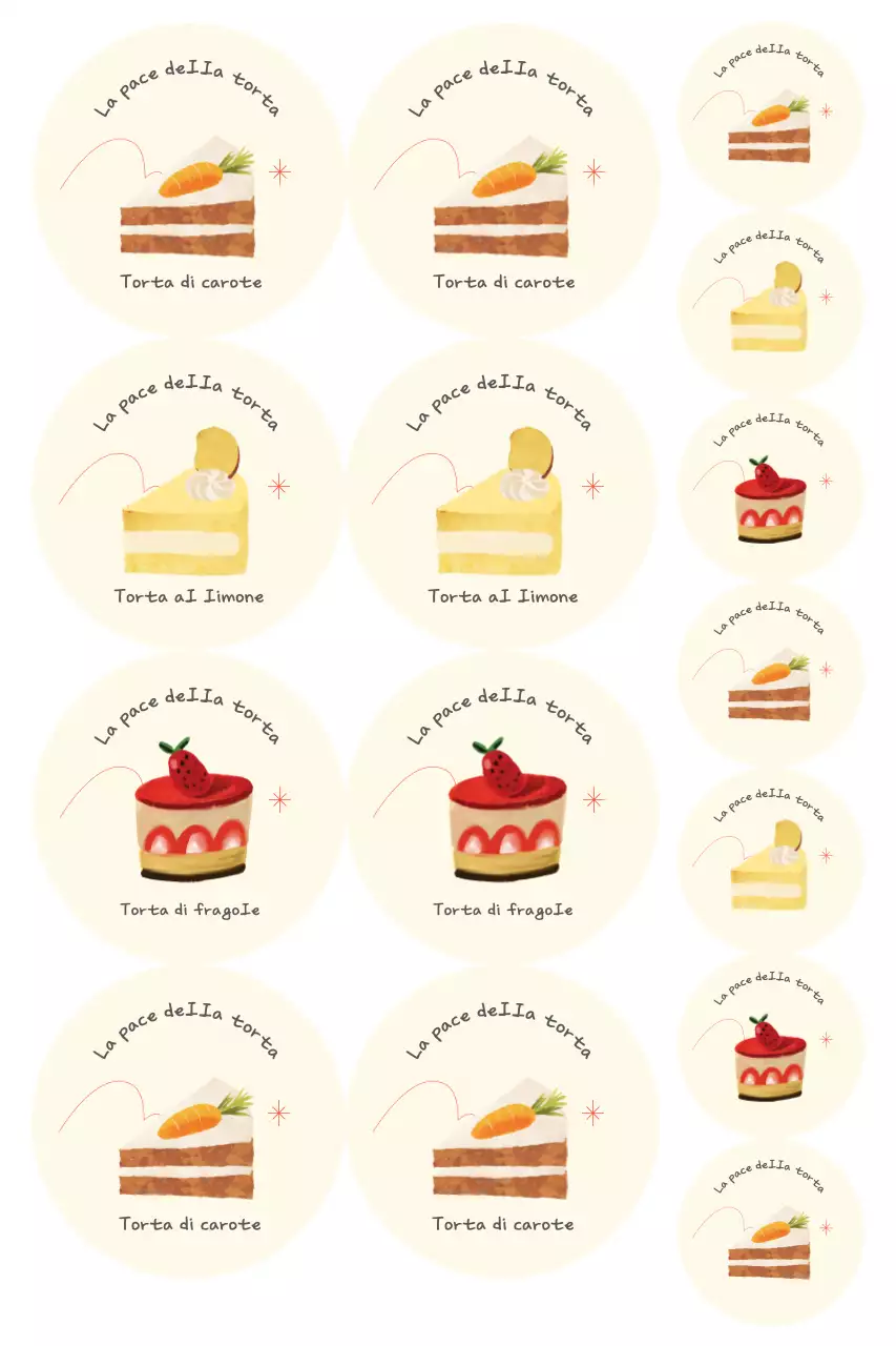Adesivo beige per dessert carino