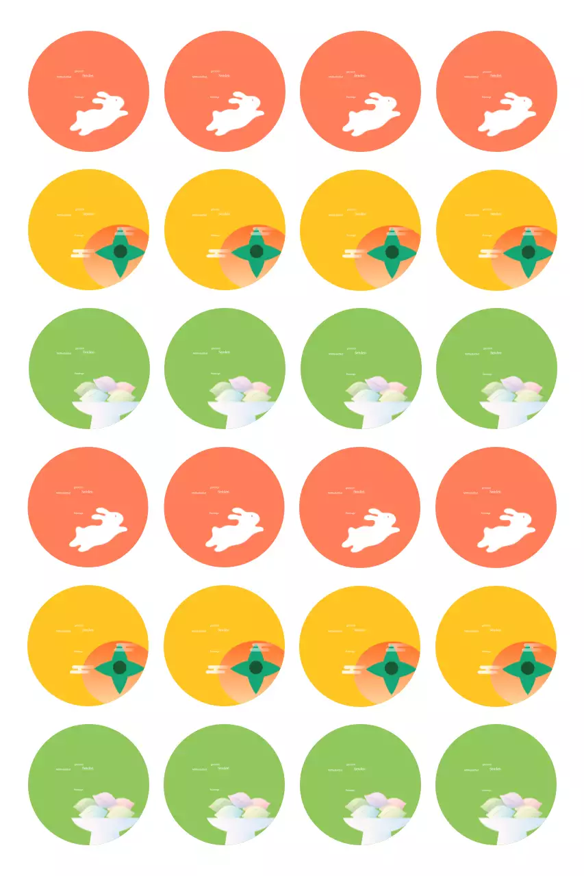 Orangefarbener traditioneller Chuseok-Aufkleber