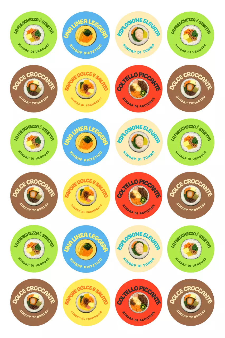 Adesivi alimentari semplici e colorati