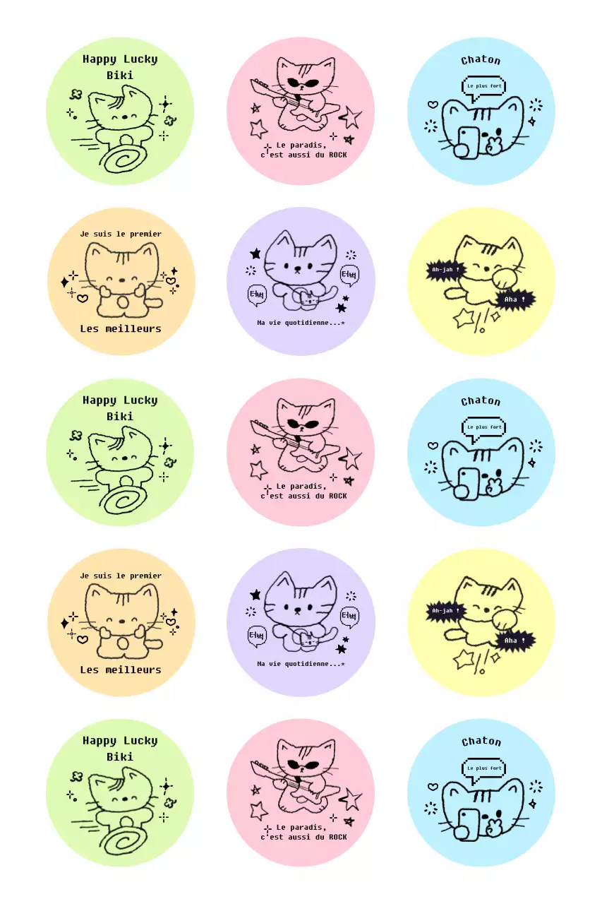 Autocollants verts mignons