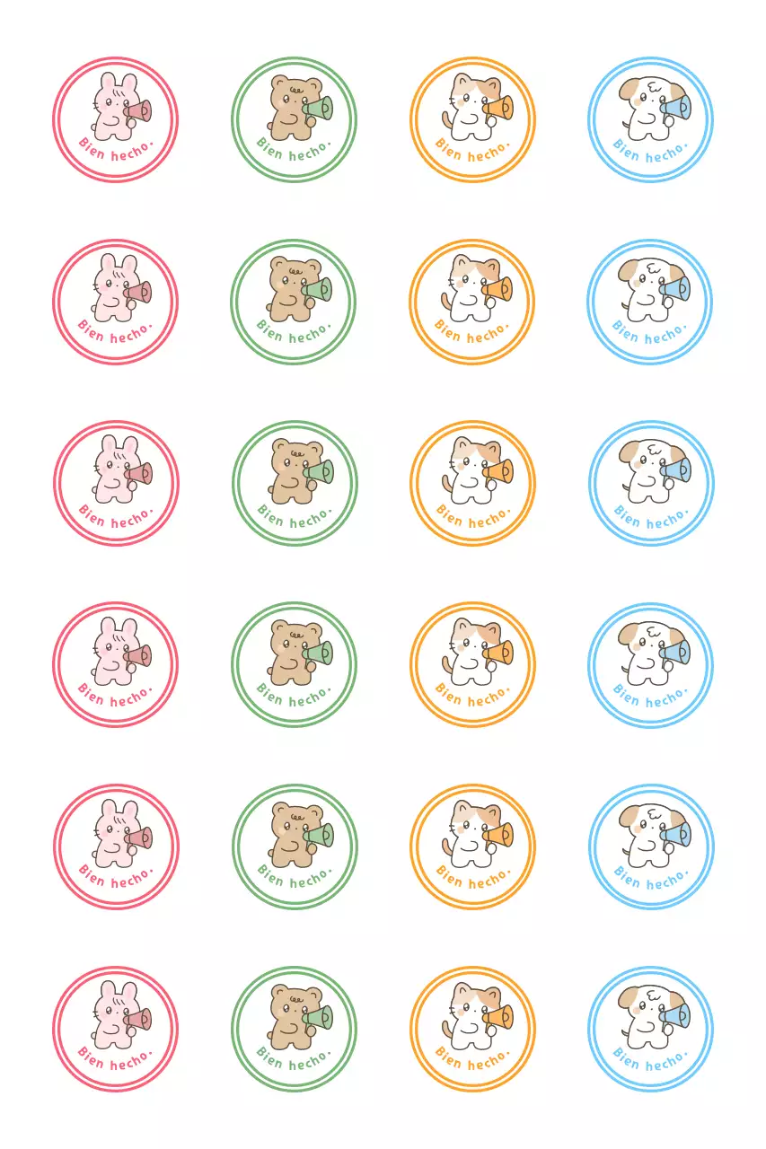 Pegatinas de animales coloridas y lindas