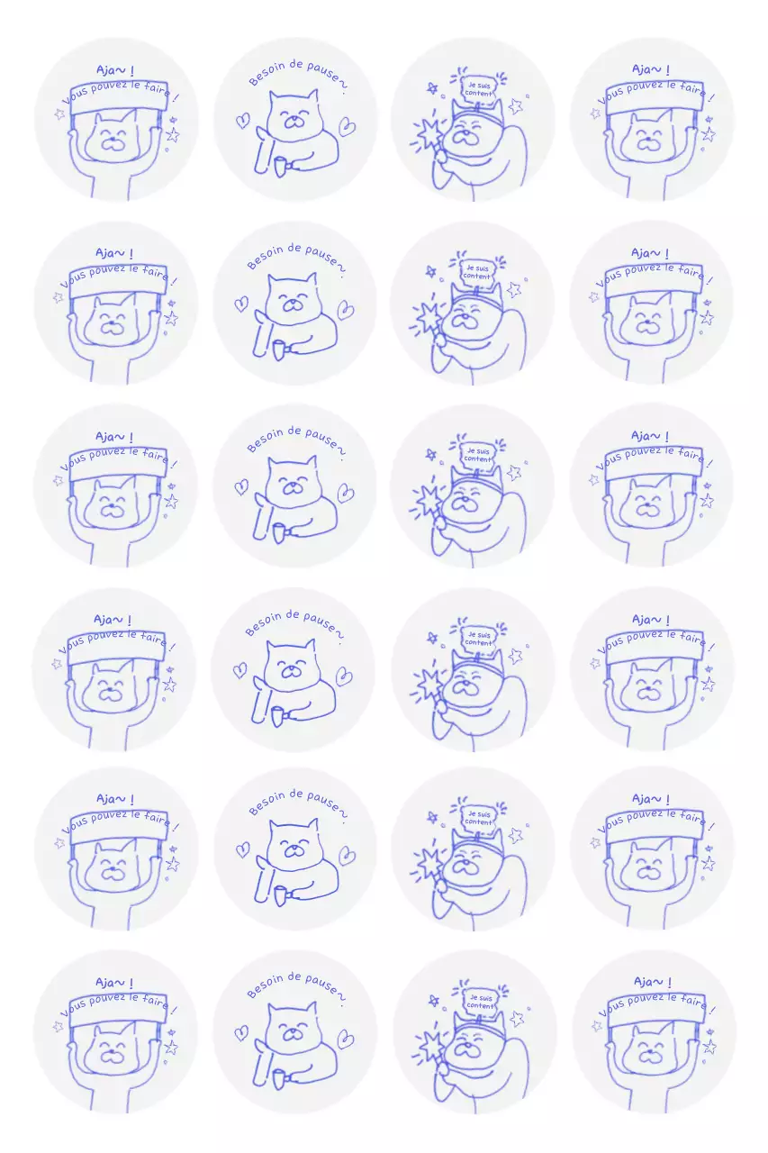 Autocollants de dessins animés violets et mignons