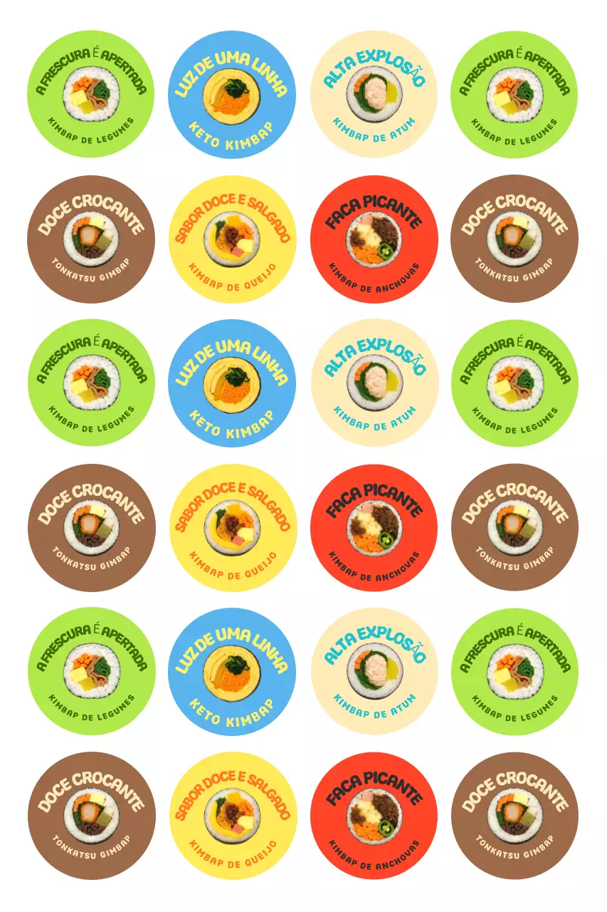 Adesivos coloridos de comida simples