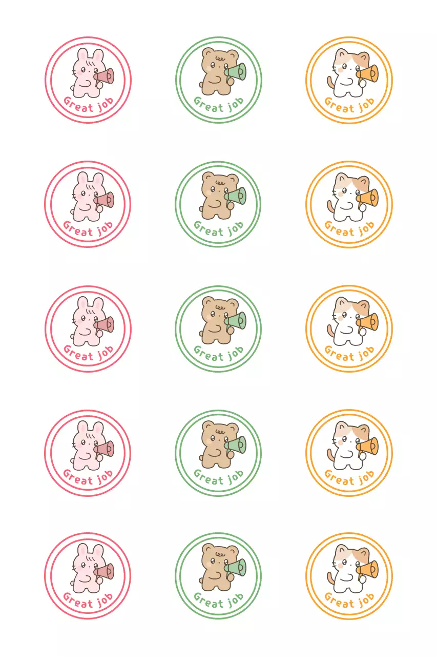 Pink cute animal stickers