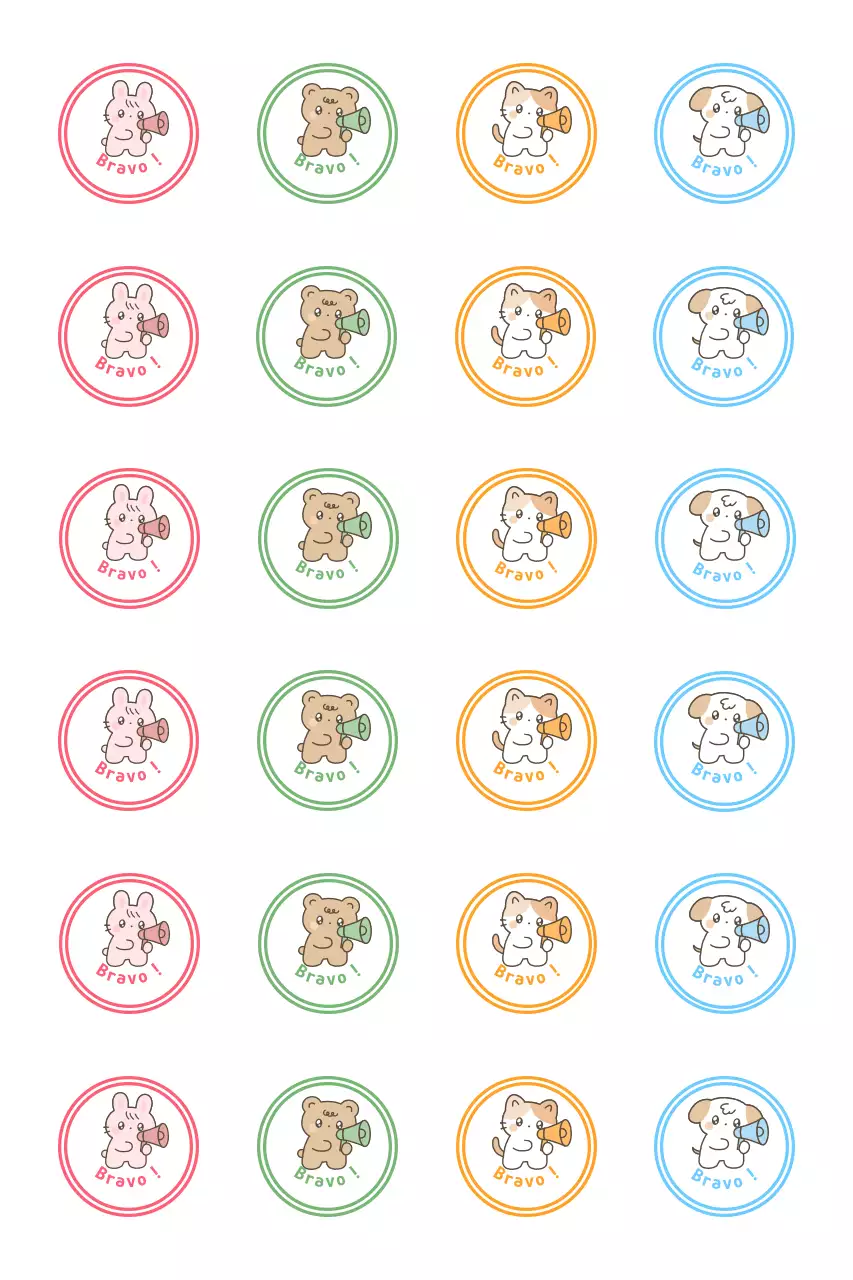 Autocollants animaux colorés et mignons