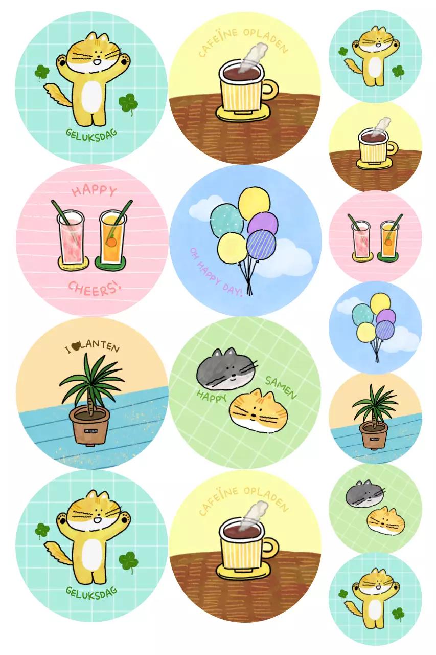 Gele schattige stickerartikelen