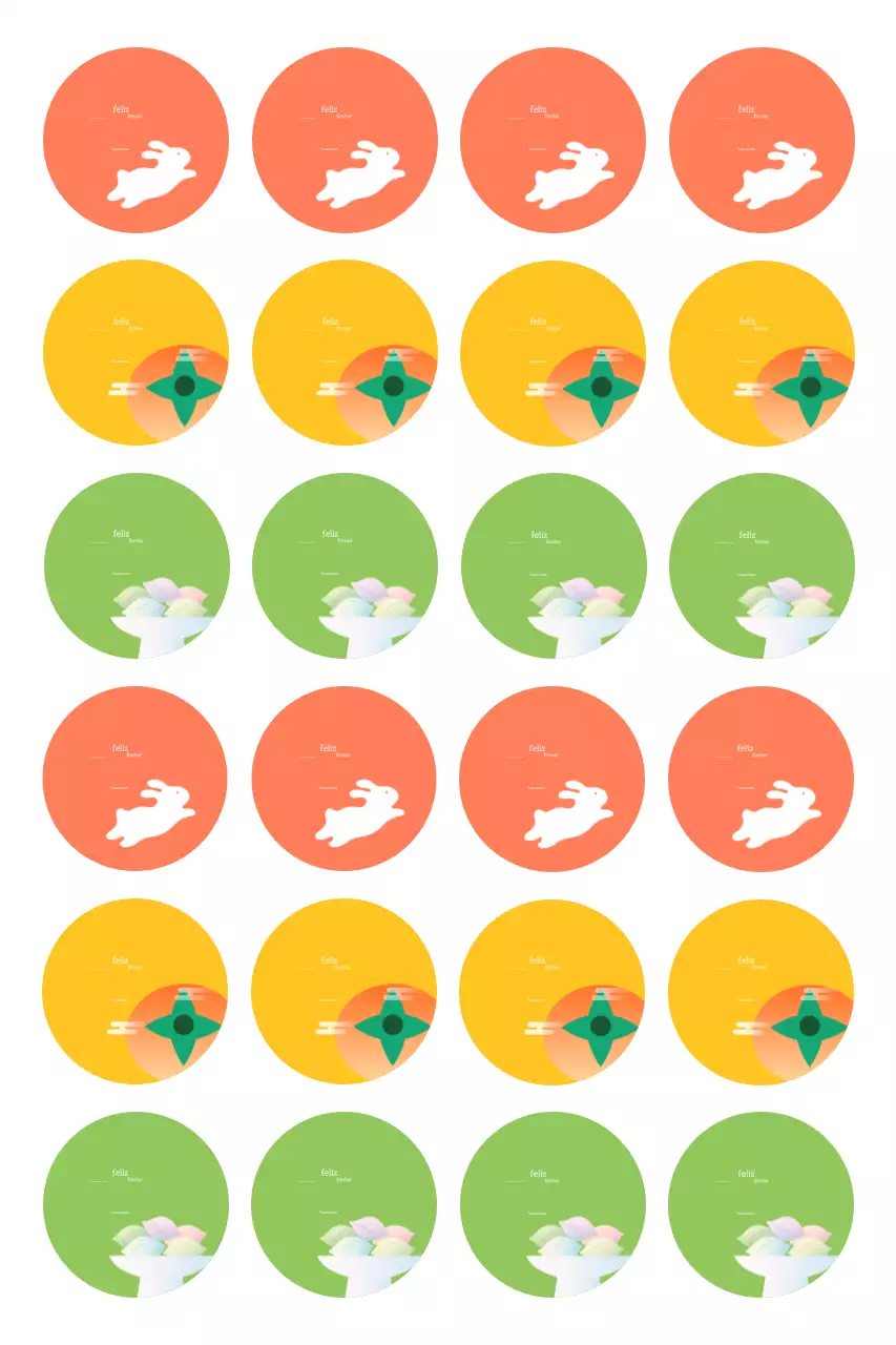 Pegatina naranja tradicional de Chuseok