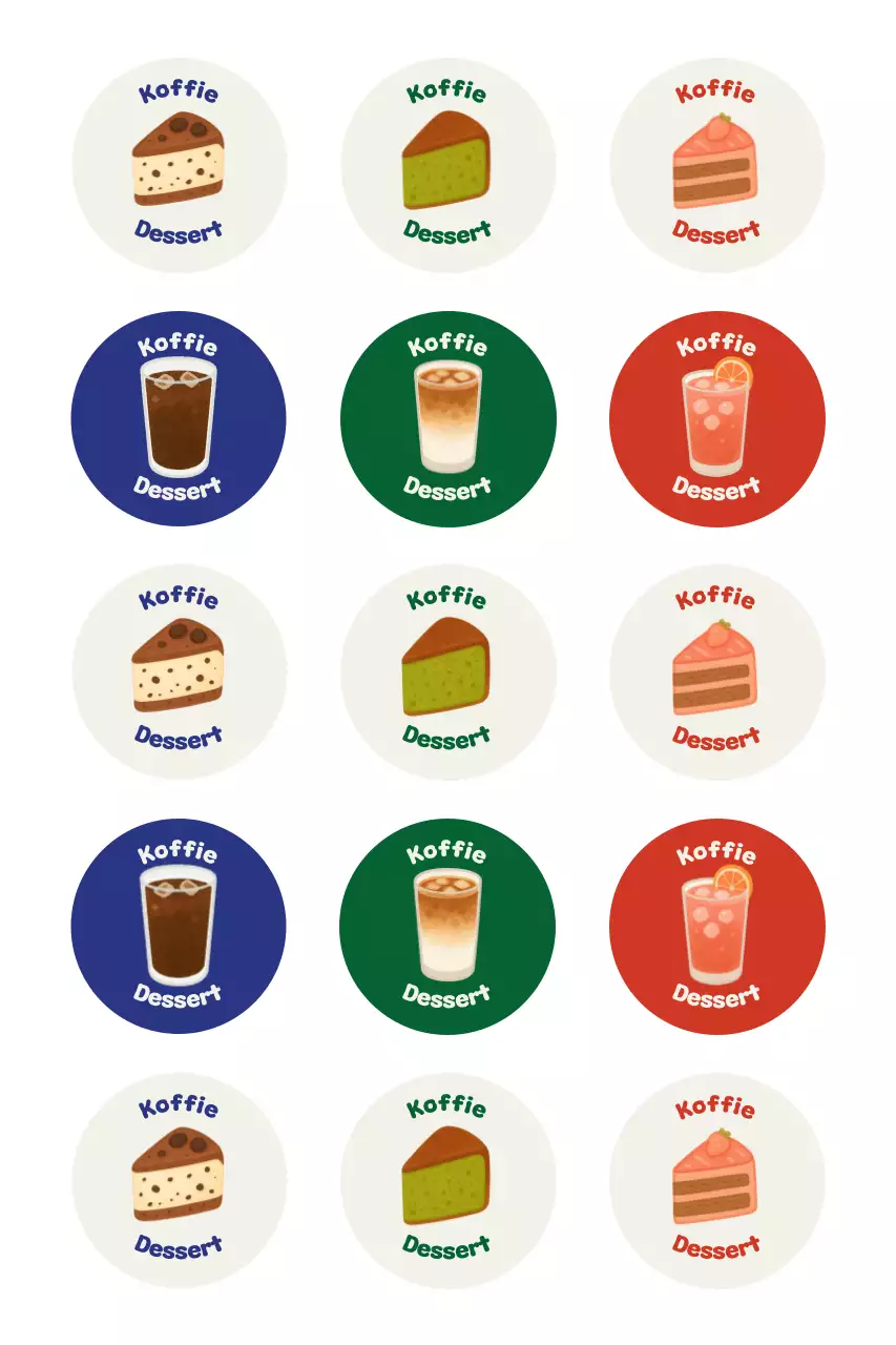 Beige Simpel Dessert Sticker