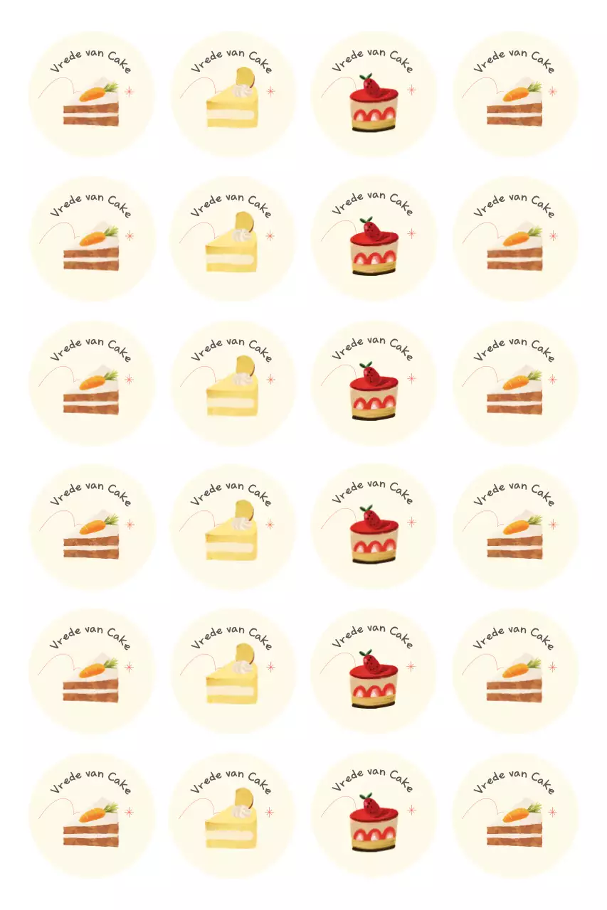 Beige schattige dessertsticker