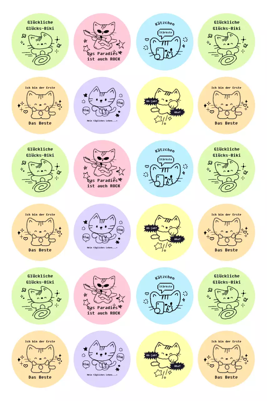 Grüner süßer Katzenaufkleber