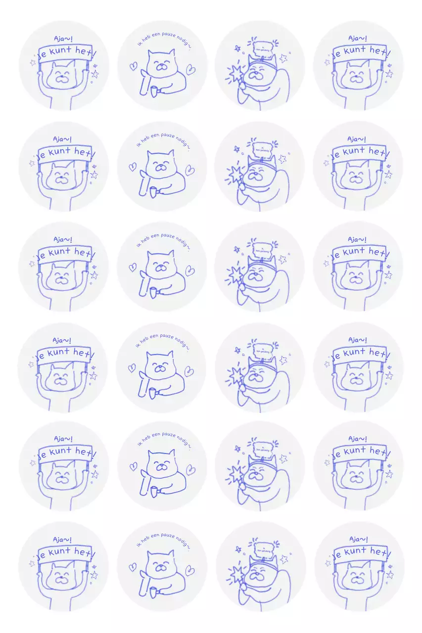 Paarse en schattige cartoonstickers