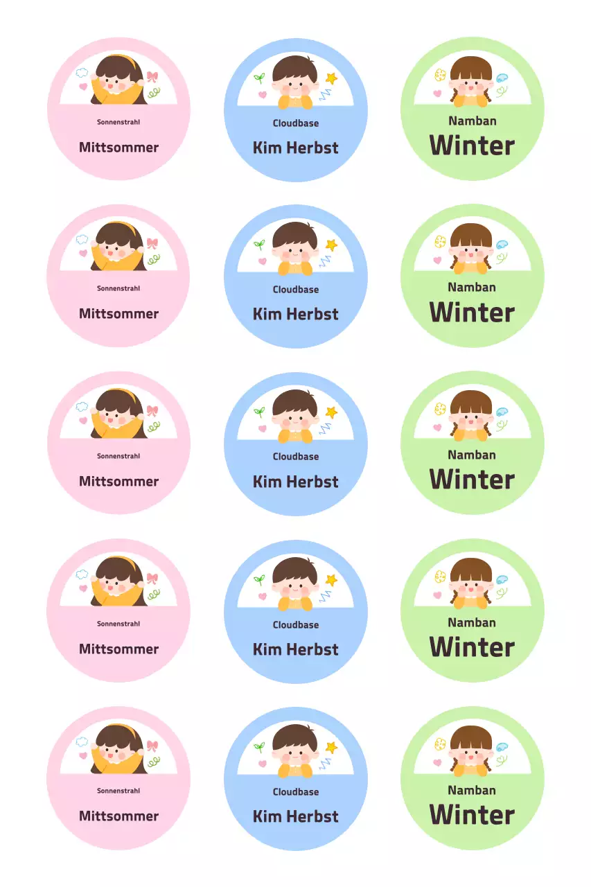 Niedliche Namensschild-Aufkleber in Pink