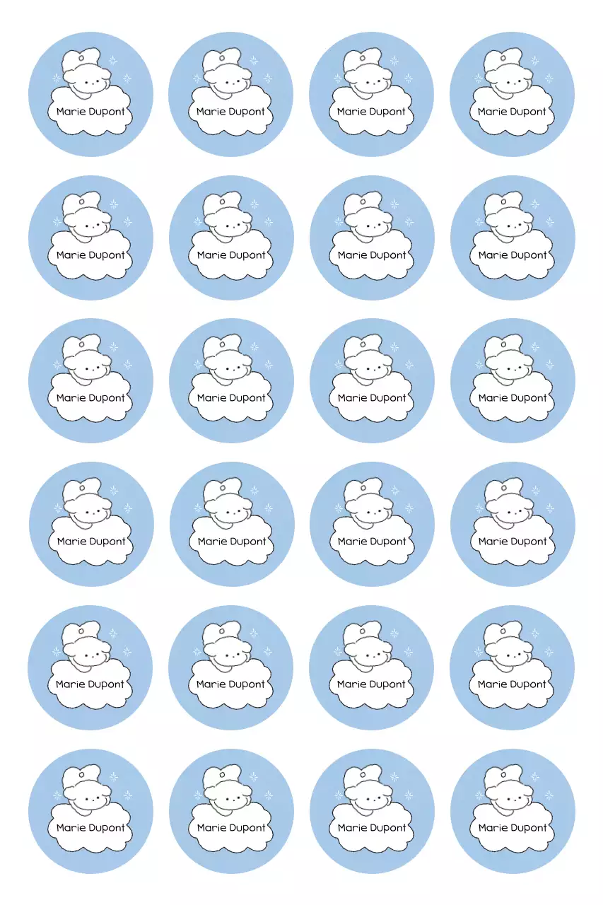 Autocollant mignon bleu ciel avec phrase