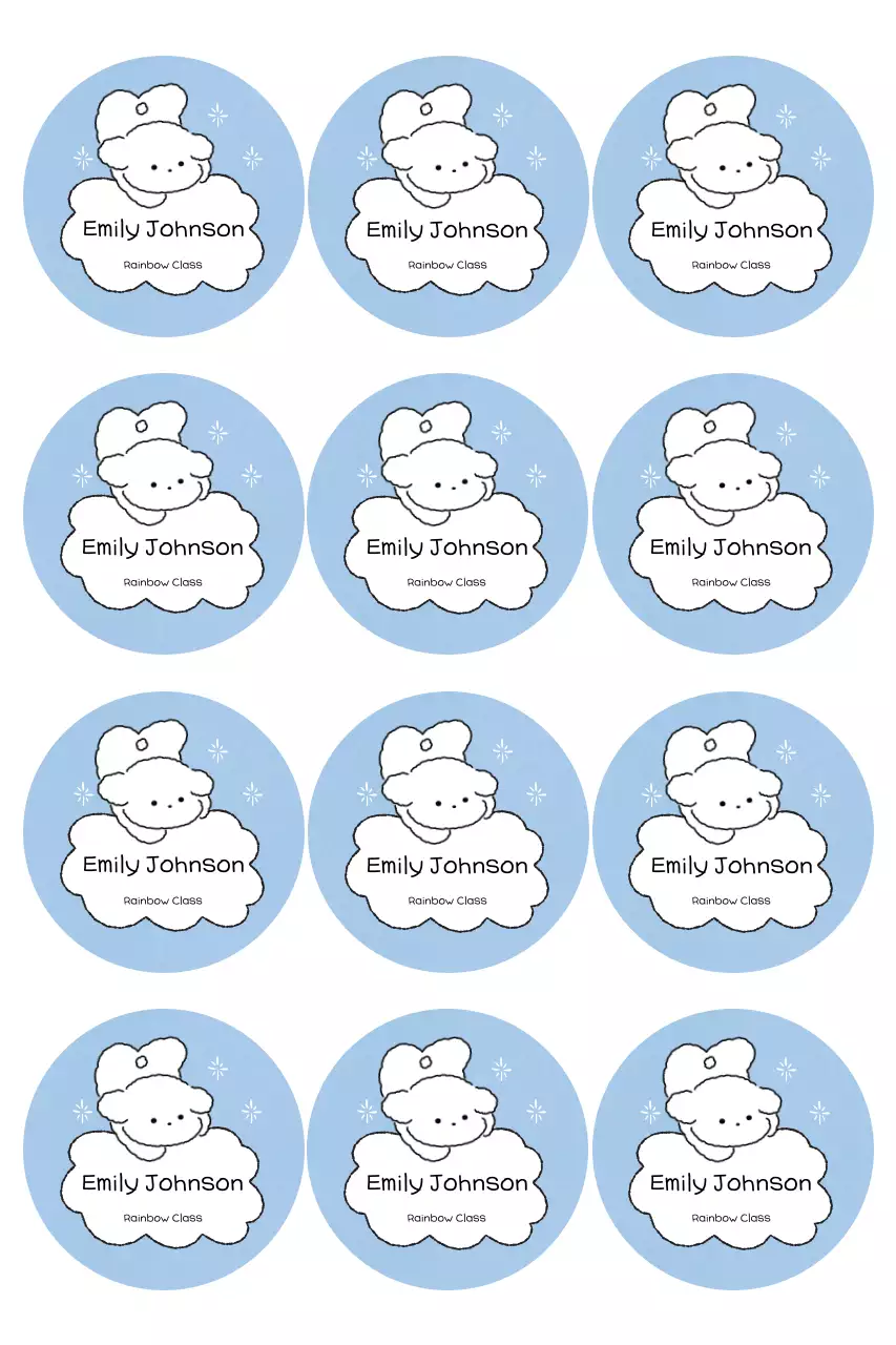 Hàng hóa nhãn dán dễ thương màu xanh da trời