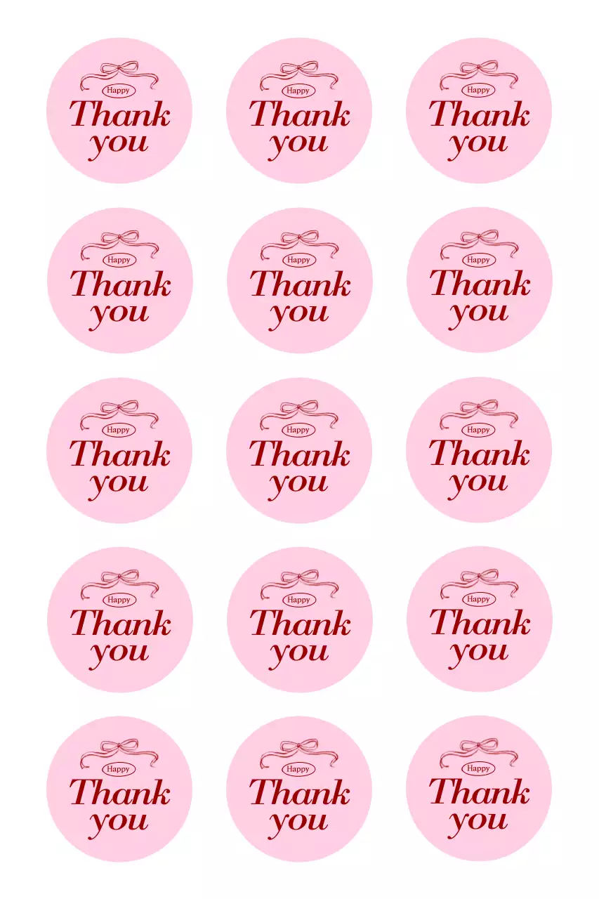 Pink Simple Thank You Sticker