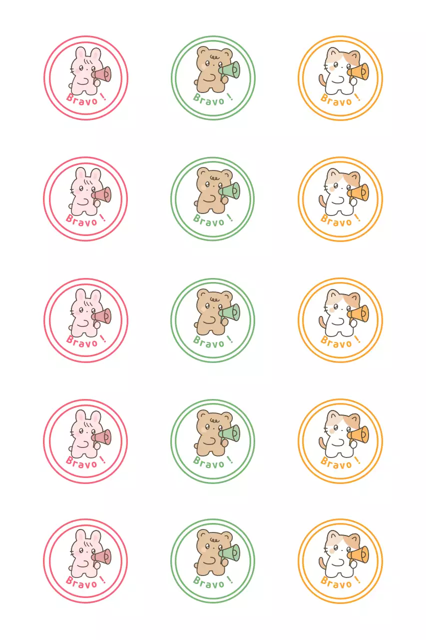 Autocollants d'animaux mignons roses