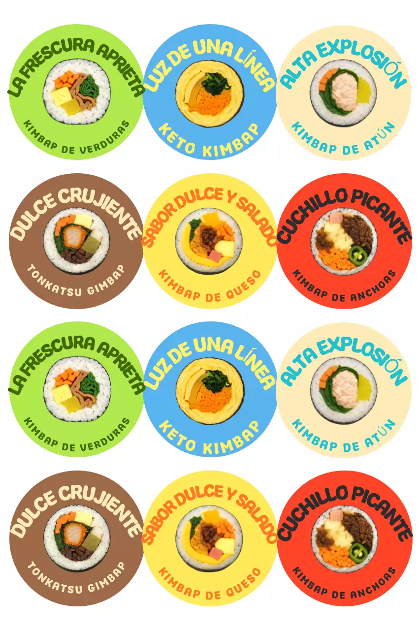 Anuncio kitsch colorido de kimbap