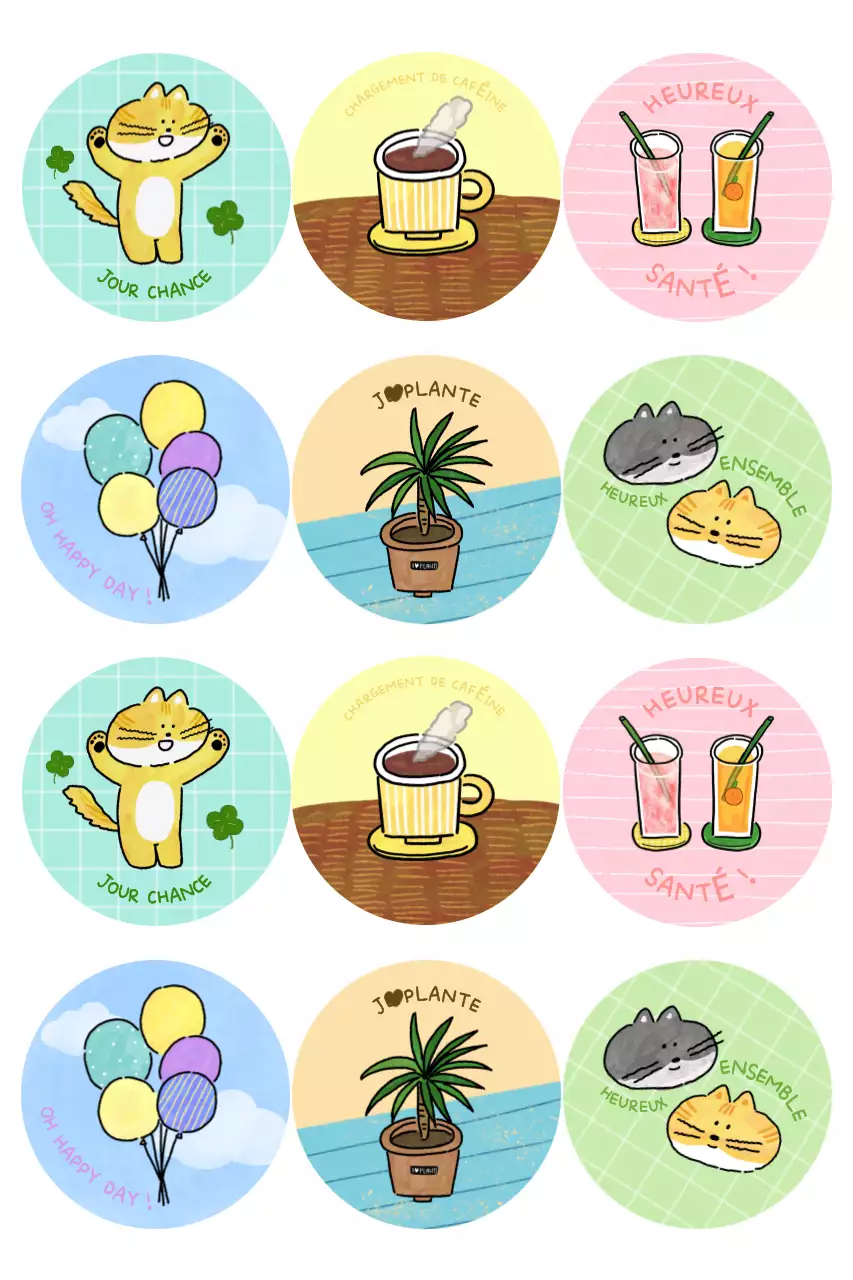 Autocollants bleus mignons