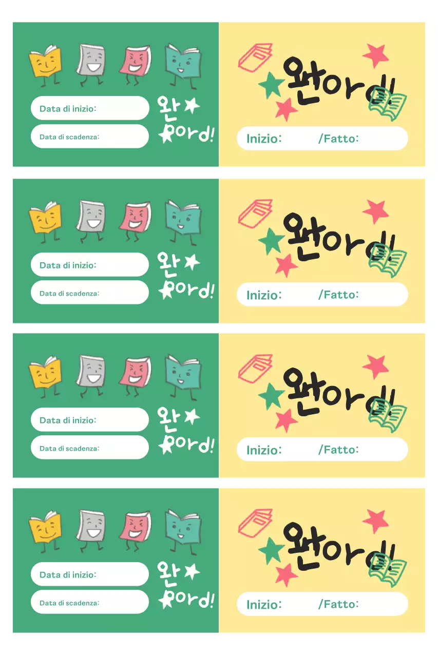 Adesivi verdi carini per diario