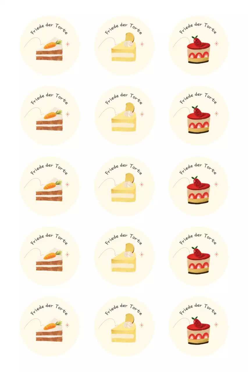 Beige süßer Dessertaufkleber