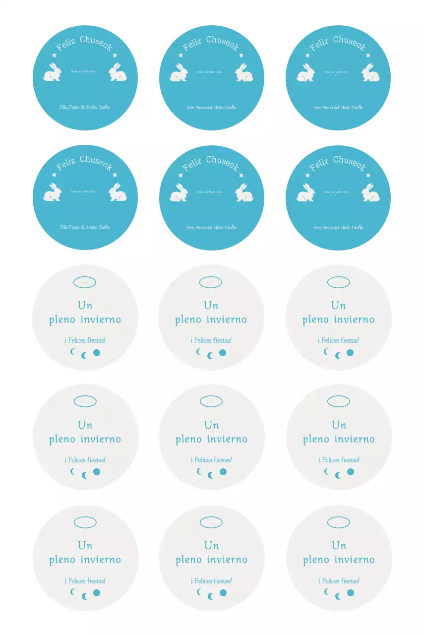 Pegatina sencilla de Chuseok en color azul cielo