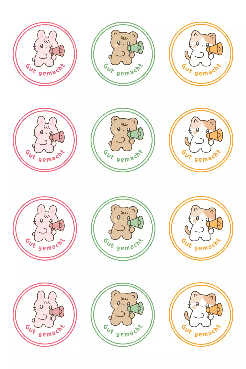 Grüner süßer Aufklebersatz