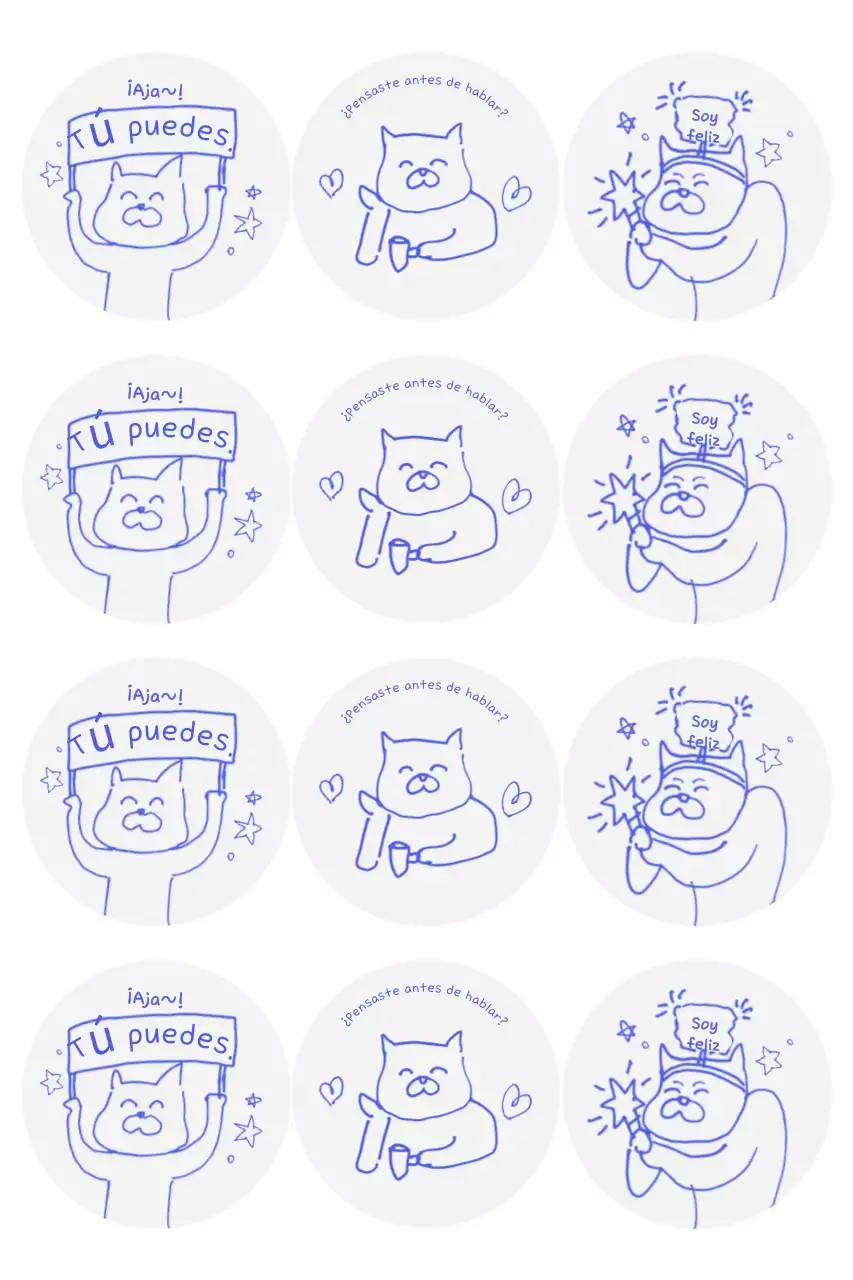 Pegatinas de dibujos animados de enfermos azules