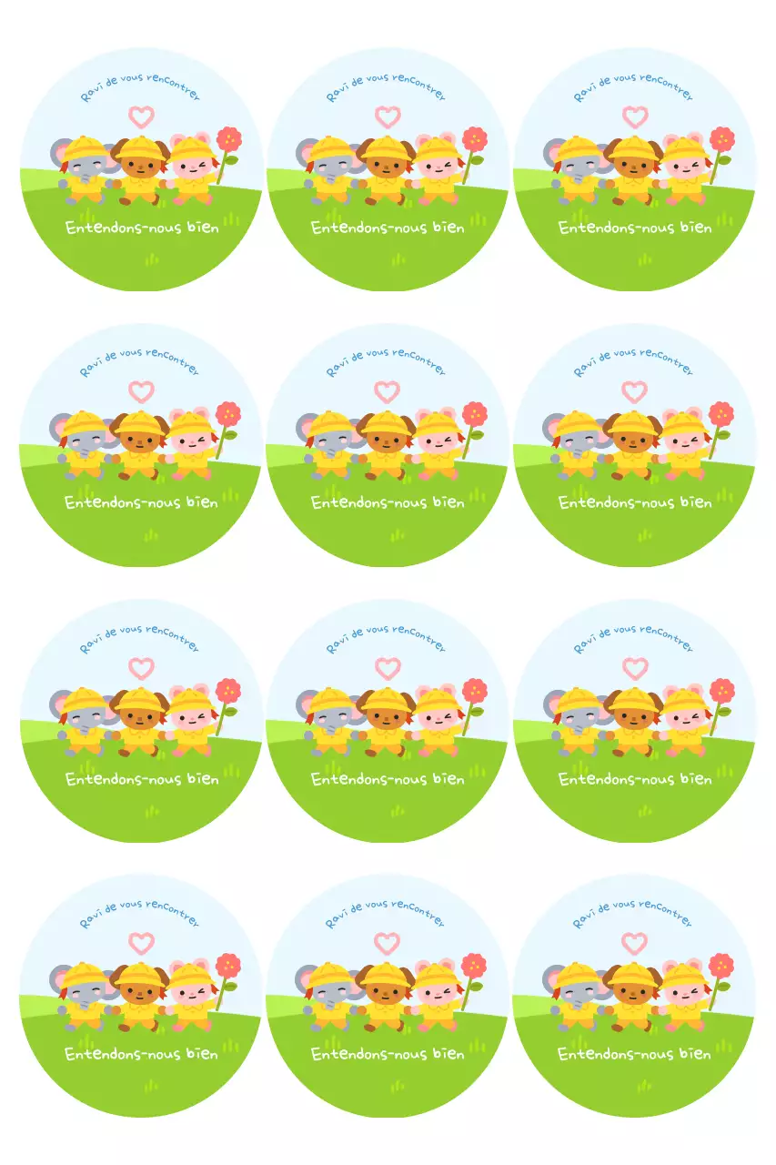 Événement d'autocollants verts et mignons