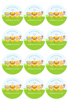 Événement d'autocollants verts et mignons