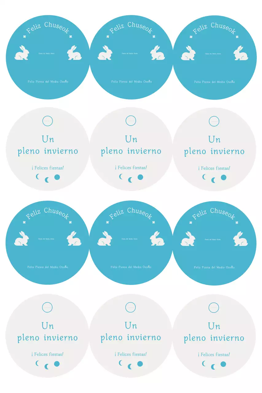 Pegatina sencilla de Chuseok en color azul cielo