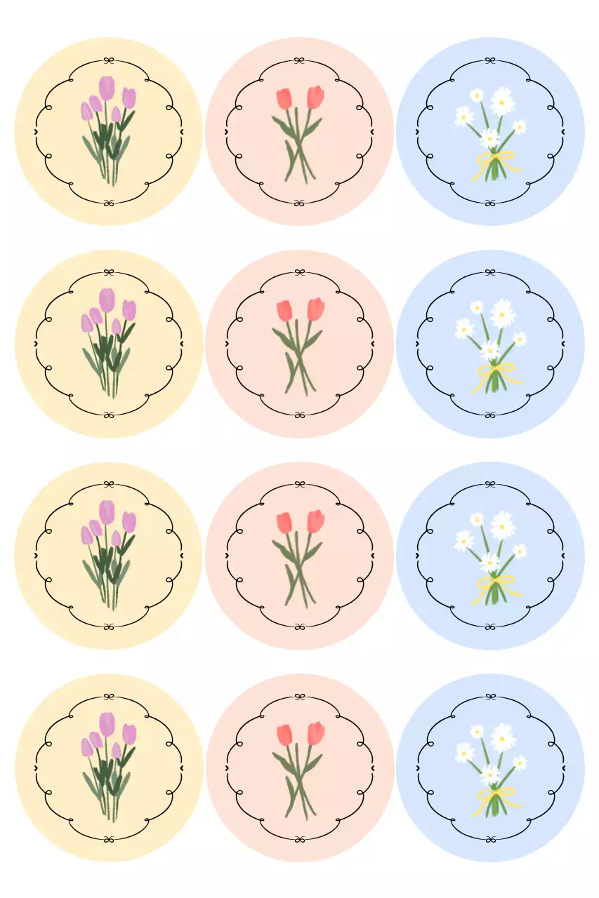 Adesivos de flores roxas fofas