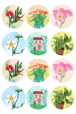 Autocollants de plantes vertes mignonnes