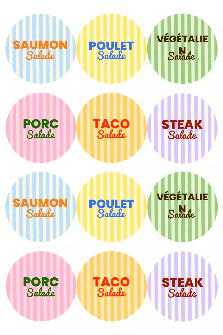 Autocollants alimentaires pop colorés