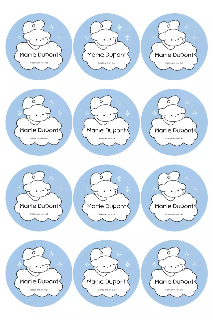 Autocollants mignons bleu ciel