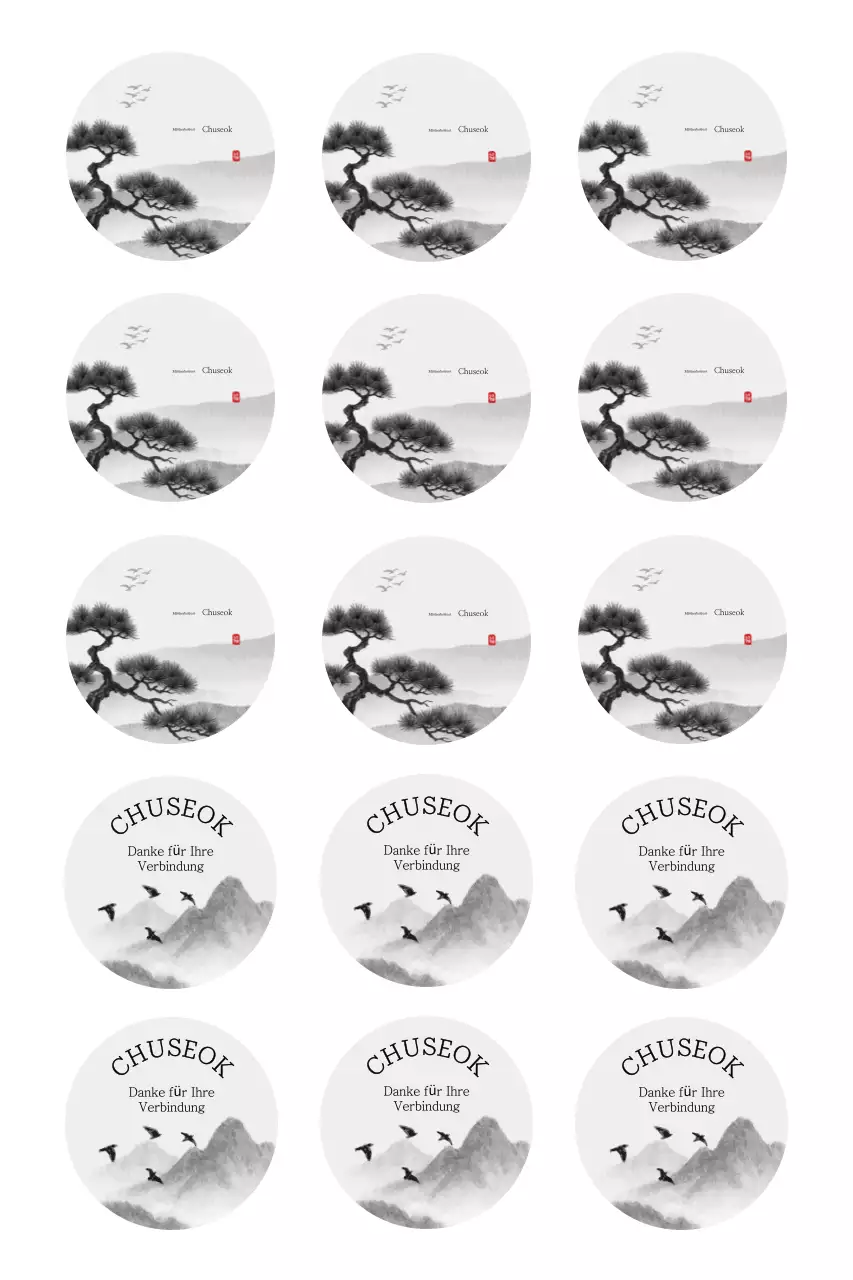 Schwarz-weiße traditionelle Chuseok-Postkarte