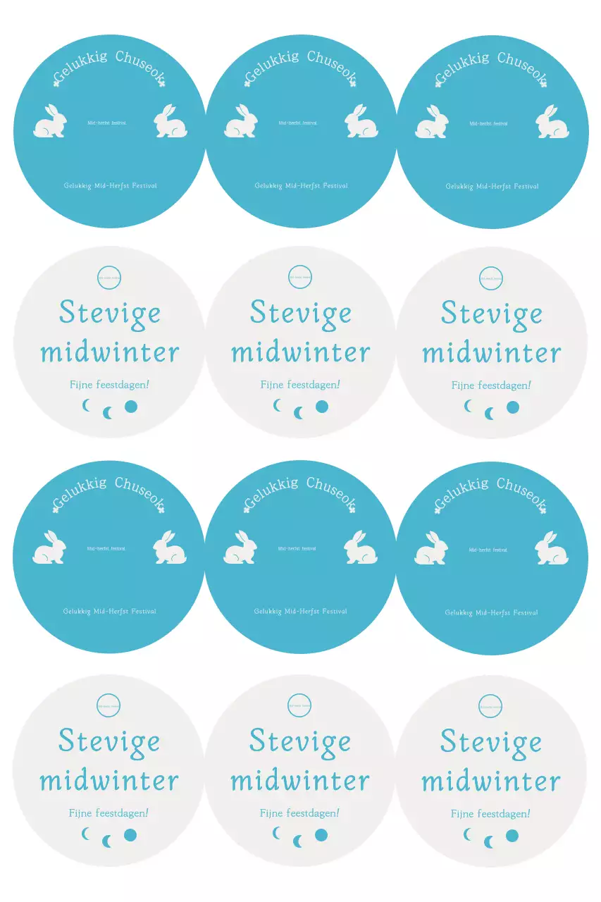 Hemelsblauwe eenvoudige Chuseok-sticker