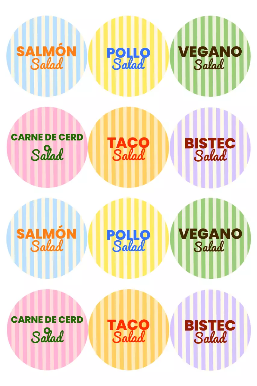 Pegatinas de comida pop de colores