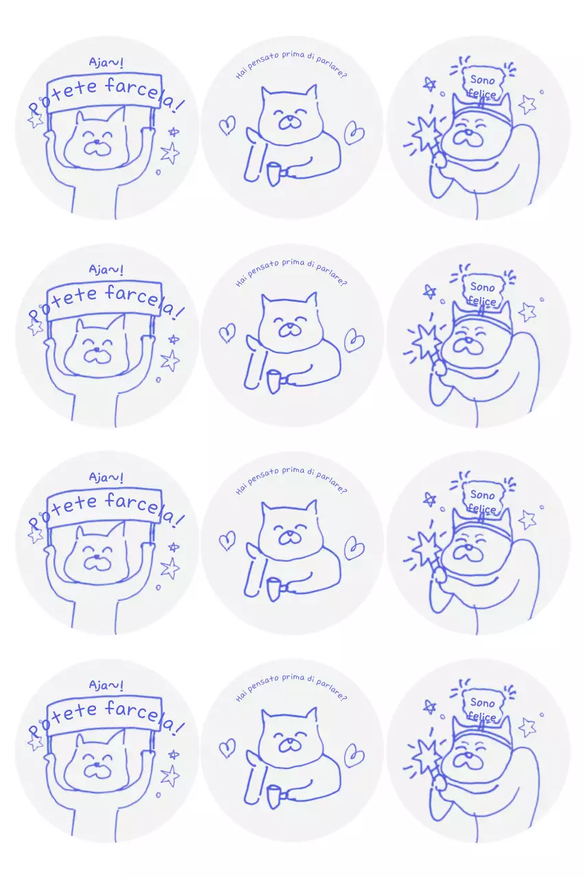 Adesivi blu dei cartoni animati malati