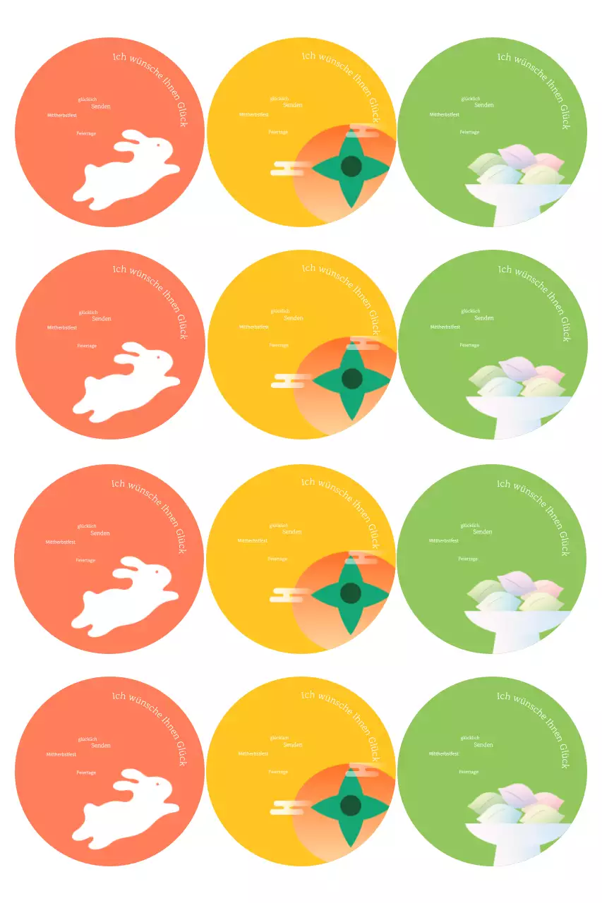 Orangefarbener traditioneller Chuseok-Aufkleber