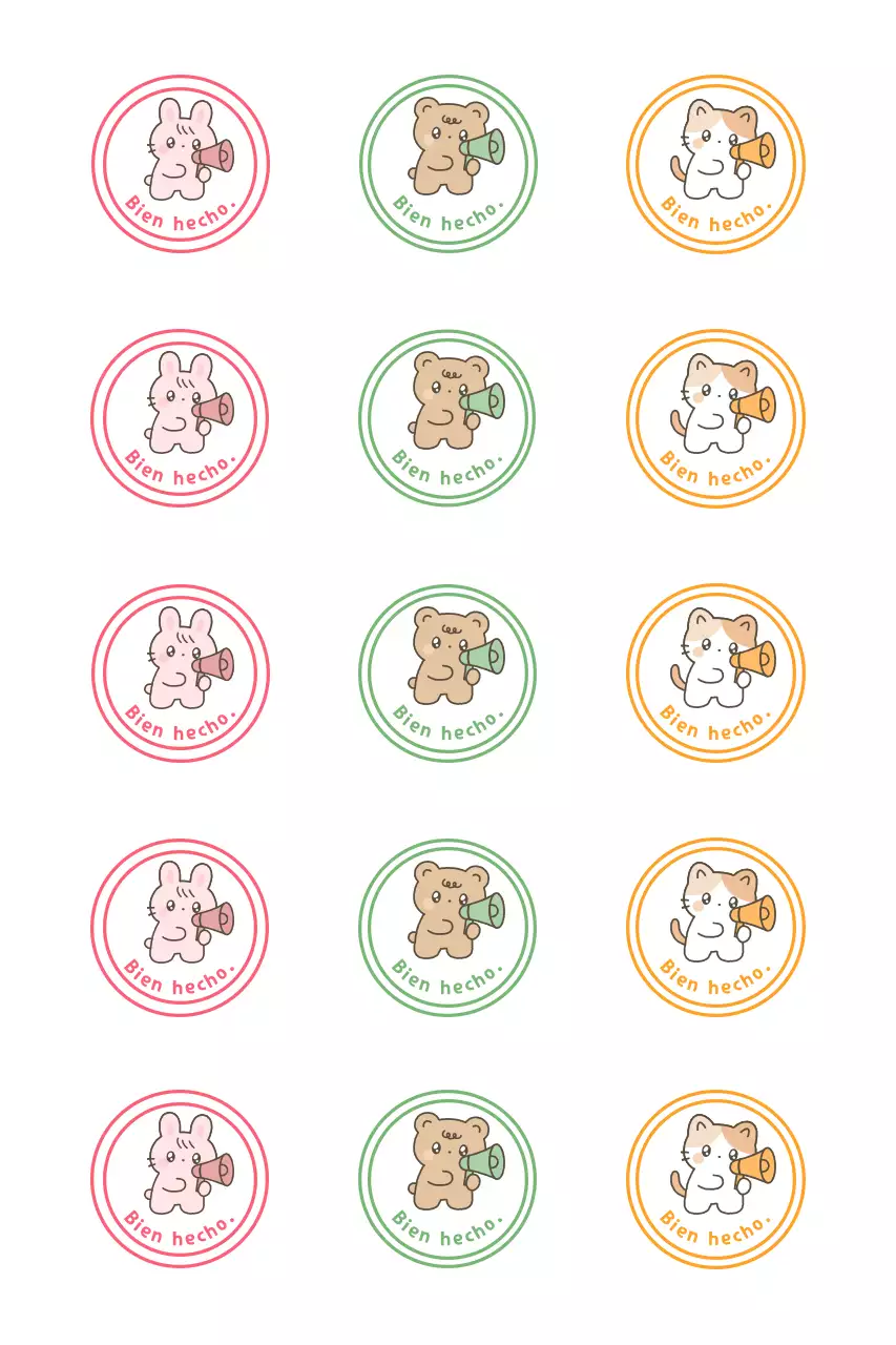 Pegatinas rosas de animales lindos