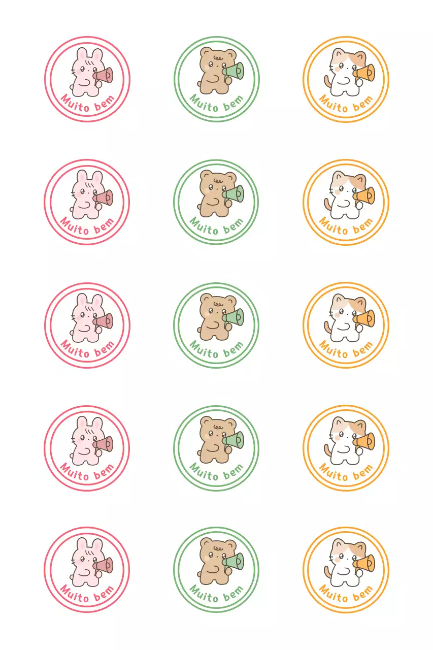 Adesivos fofos de animais rosa