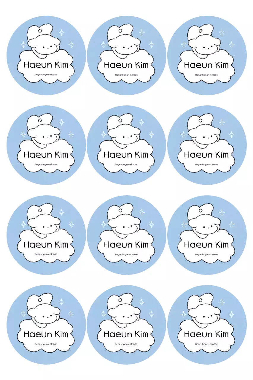 Himmelblaue süße Stickerwaren